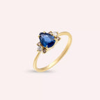 Dew 0.95 CT Yellow Gold Ring with Blue Sapphire and Brown Diamonds