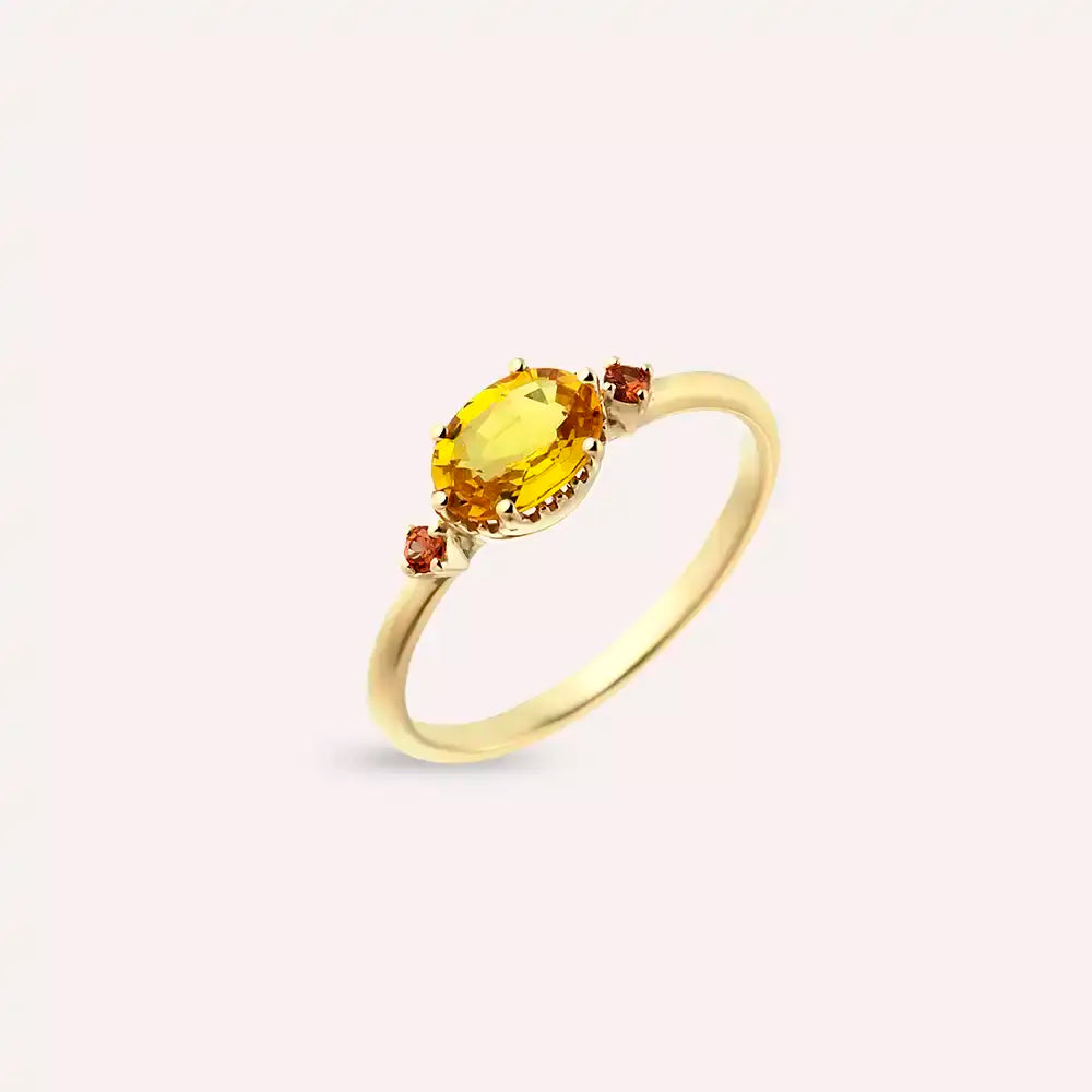 Swing 0.95 CT Yellow and Orange Sapphire Yellow Gold Ring
