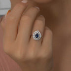 0,95 Karat Pırlantalı Safir Yüzük