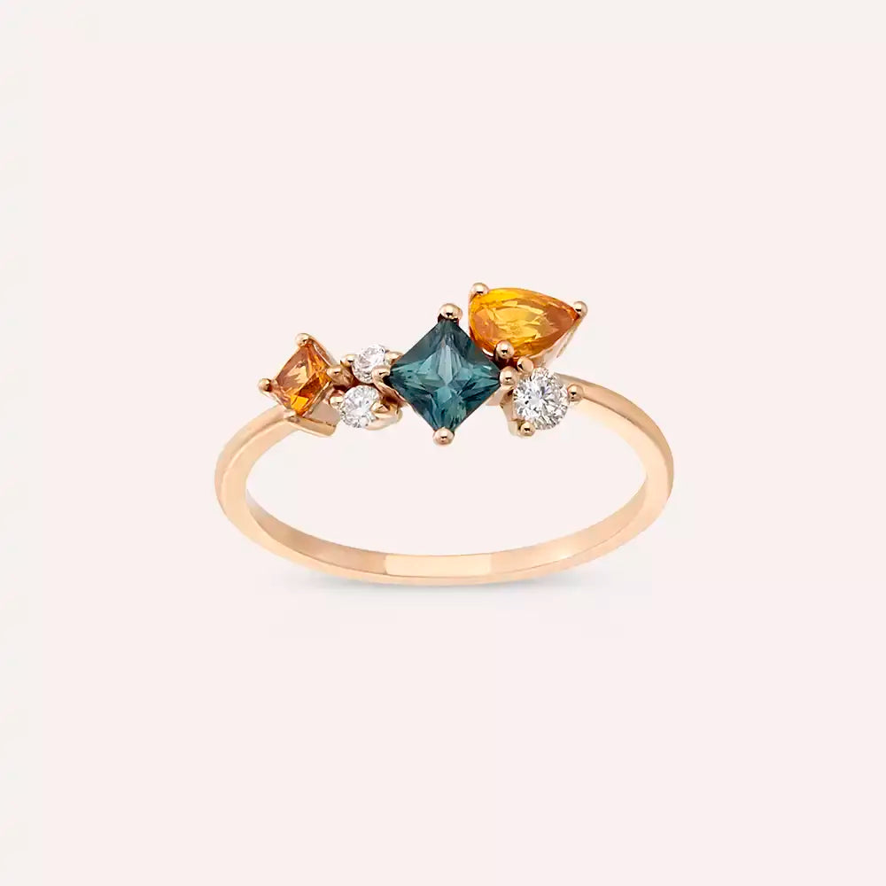 Candy 0.98 CT Multicolor Sapphire Rose Gold Ring