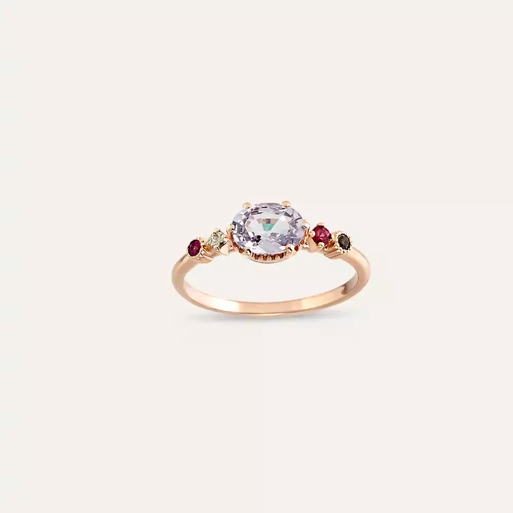 Fiver 0.99 CT Multicolor Sapphire Rose Gold Ring