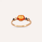 Fiver 0.99 CT Oval Cut Multicolor Sapphire Rose Gold Ring