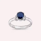 Twine 0.99 CT Safir ve Pırlanta Taşlı Beyaz Altın Yüzük