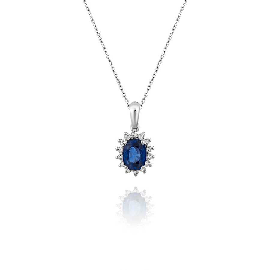 0,99 Karat Pırlantalı Safir Kolye