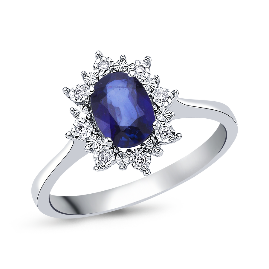 0,99 Karat Pırlantalı Safir Yüzük