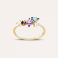 Candy 1.00 CT Multi-Color Sapphire and Diamond Yellow Gold Ring