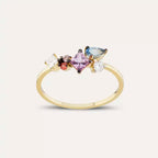 Candy 1.00 CT Multi-Color Sapphire and Diamond Yellow Gold Ring