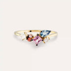 Candy 1.00 CT Multi-Color Sapphire and Diamond Yellow Gold Ring