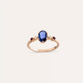 Fiver 1.01 CT Blue Sapphire and Diamond Rose Gold Ring