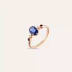 Fiver 1.01 CT Blue Sapphire and Diamond Rose Gold Ring