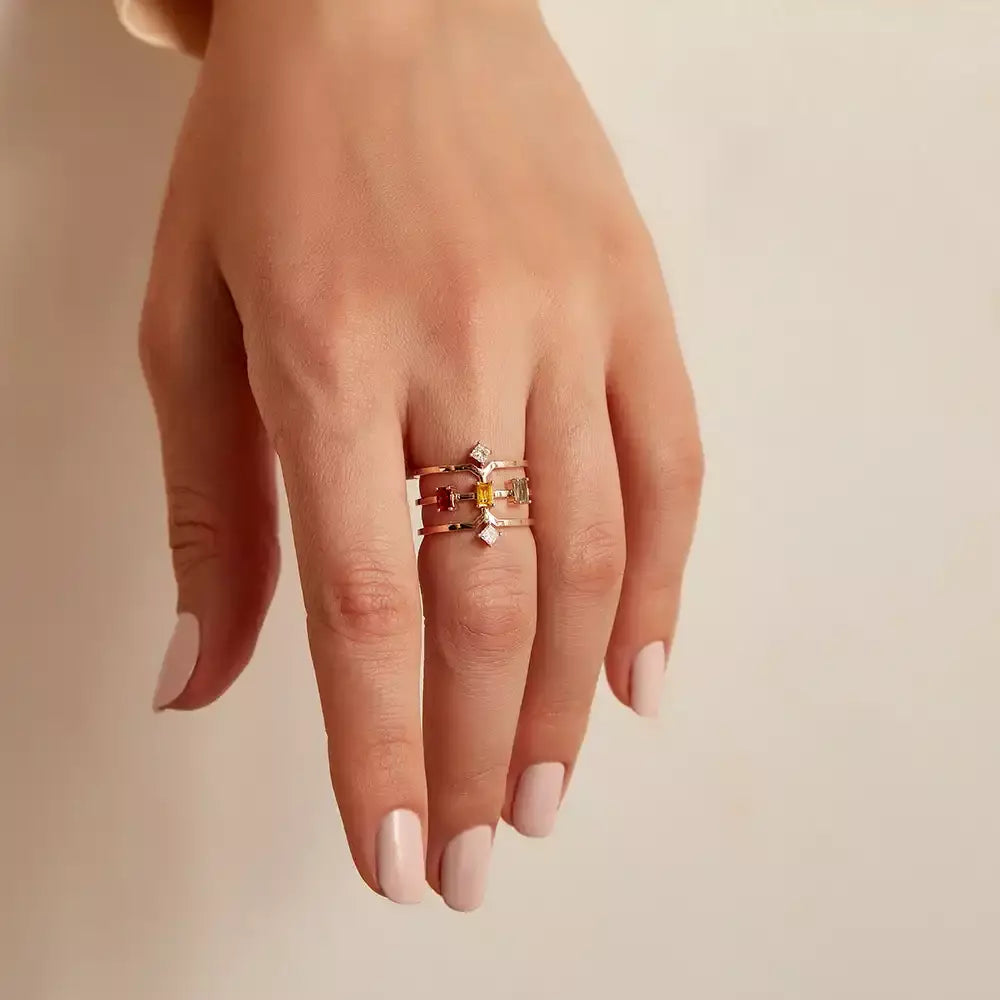 1.01 CT Multi-Color Sapphire and Diamond Rose Gold Ring