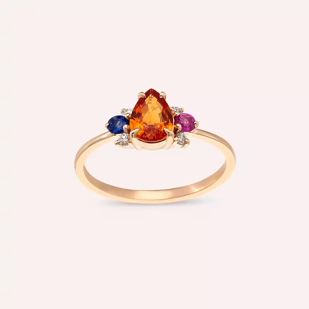 Dew 1.01 CT Multicolor Sapphire and Diamond Rose Gold Ring