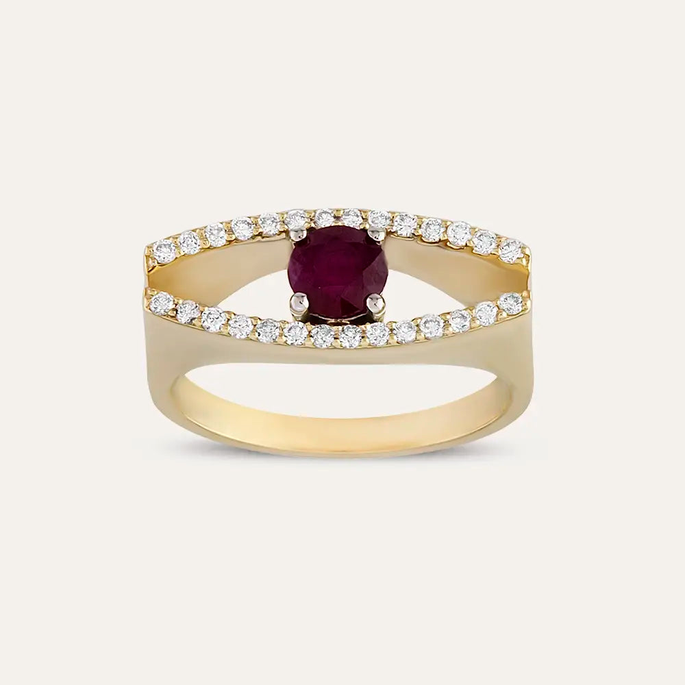 1.01 CT Ruby and Diamond Yellow Gold Ring