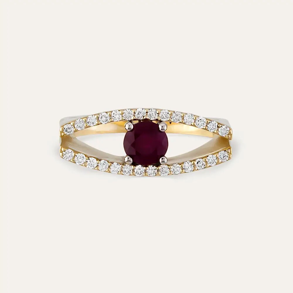 1.01 CT Ruby and Diamond Yellow Gold Ring