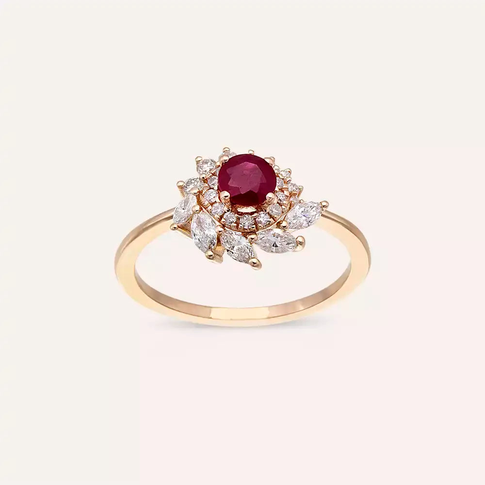 1.02 CT Ruby and Diamond Rose Gold Ring