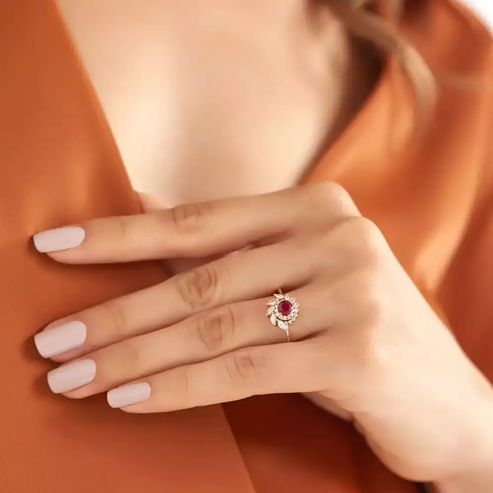 1.02 CT Ruby and Diamond Rose Gold Ring