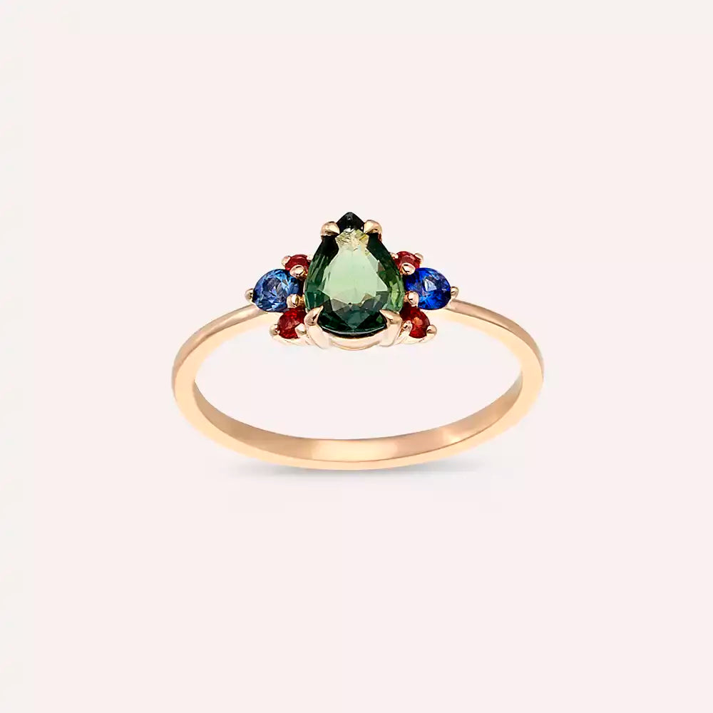 Dew 1.03 CT Multicolor Sapphire Rose Gold Ring