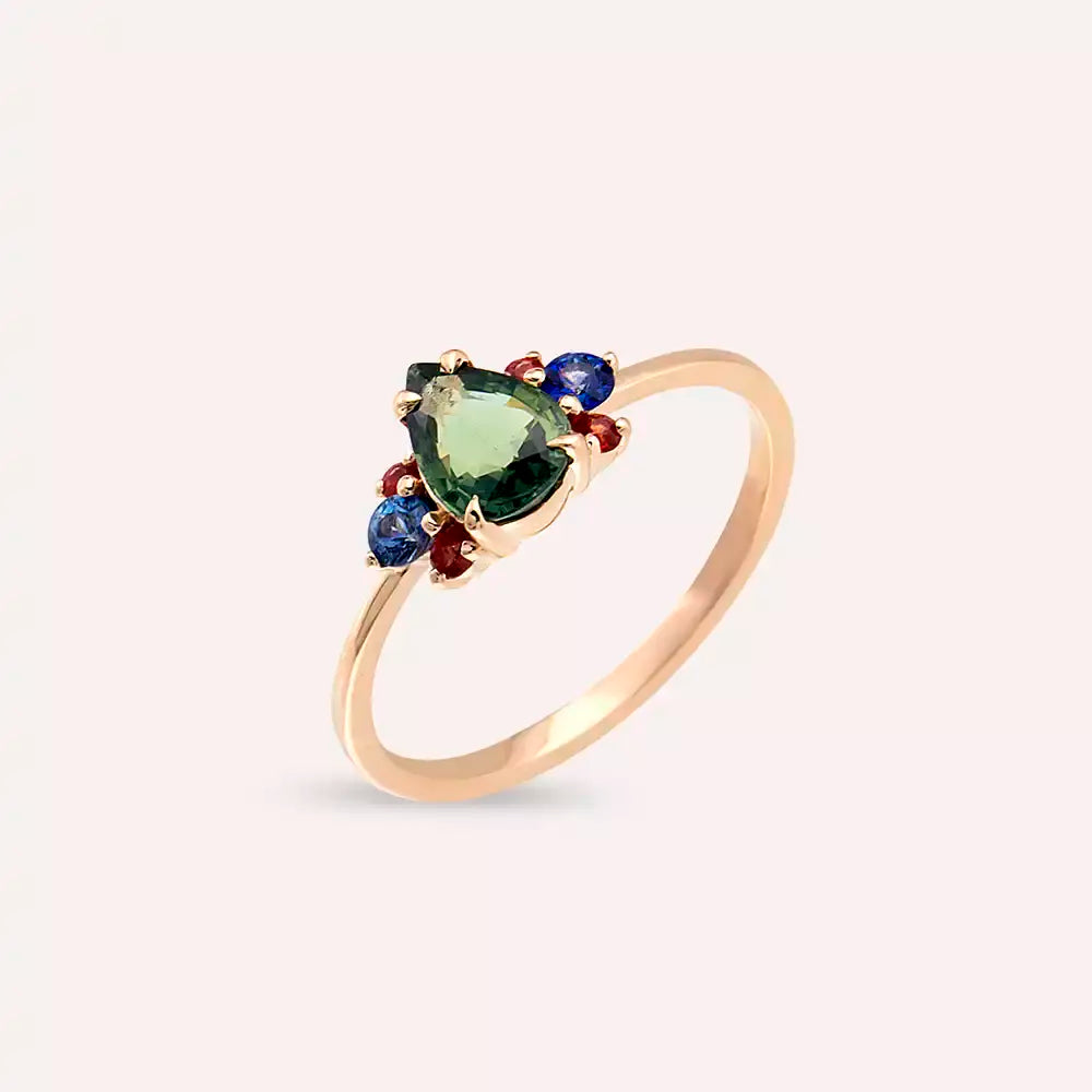 Dew 1.03 CT Multicolor Sapphire Rose Gold Ring