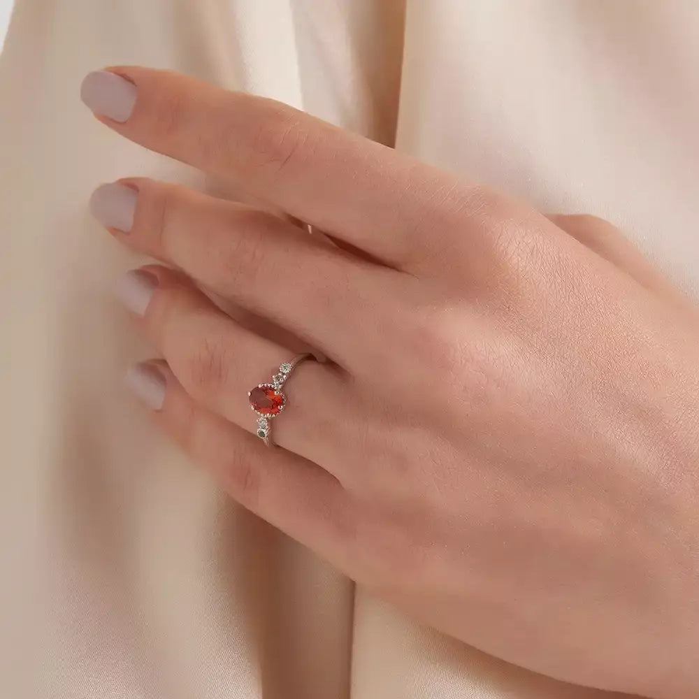 Fiver 1.03 CT Multicolor Safir ve Pırlanta Taşlı Beyaz Altın Yüzük