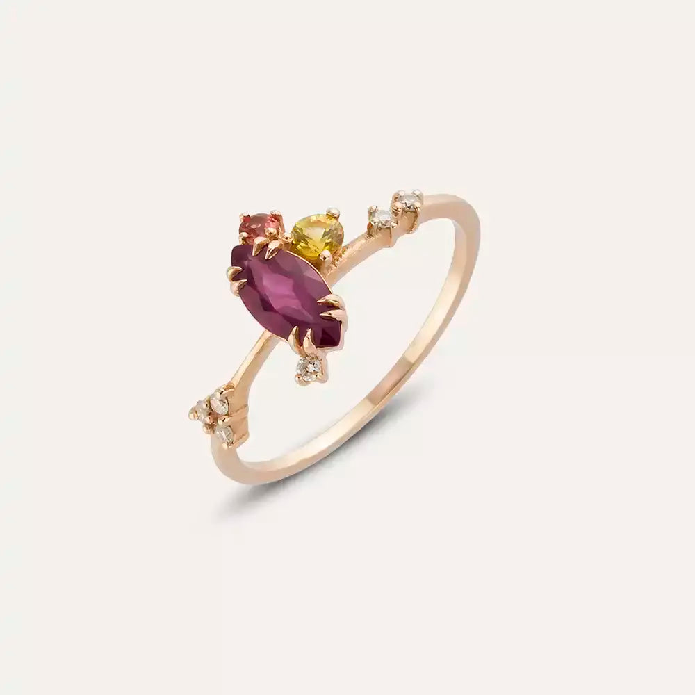 Arist 1.05 CT Multi-Color Sapphire, Ruby, and Diamond Ring