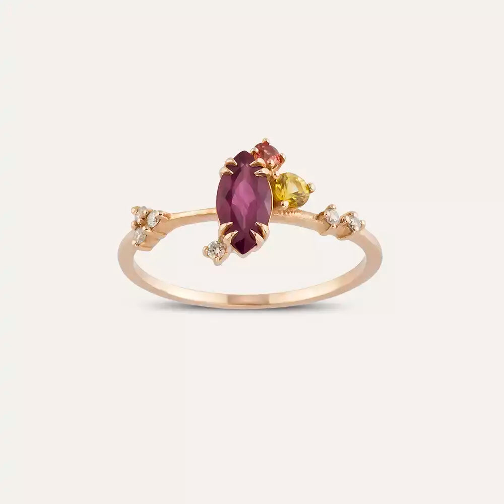 Arist 1.05 CT Multi-Color Sapphire, Ruby, and Diamond Ring