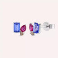 1.06 CT Tanzanite, Ruby, and Brown Diamond White Gold Earrings