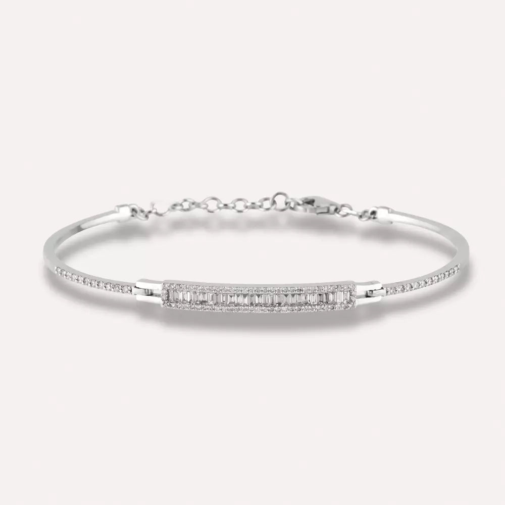 1.07 CT Baguette Diamond White Gold Bracelet
