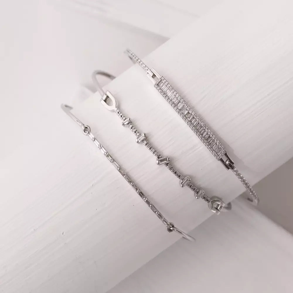 1.07 CT Baguette Diamond White Gold Bracelet