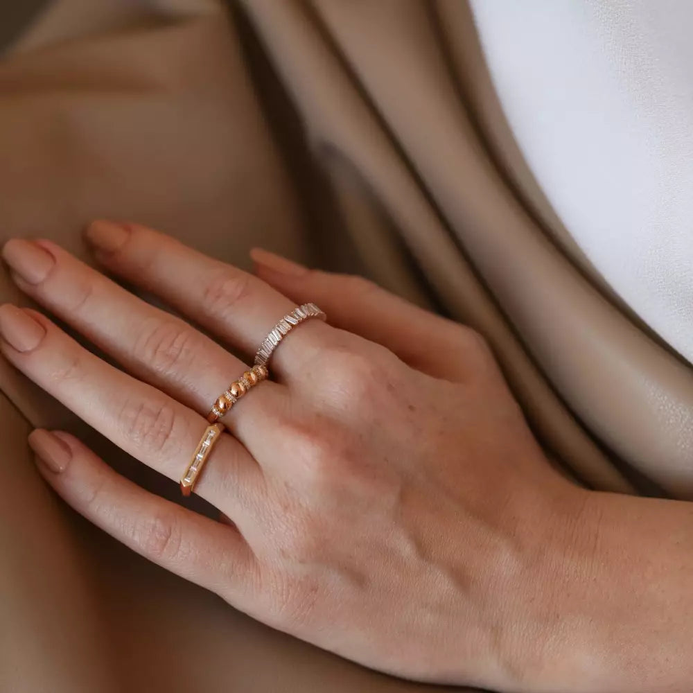 1.07 CT Baguette Diamond Full Eternity Ring in Rose Gold