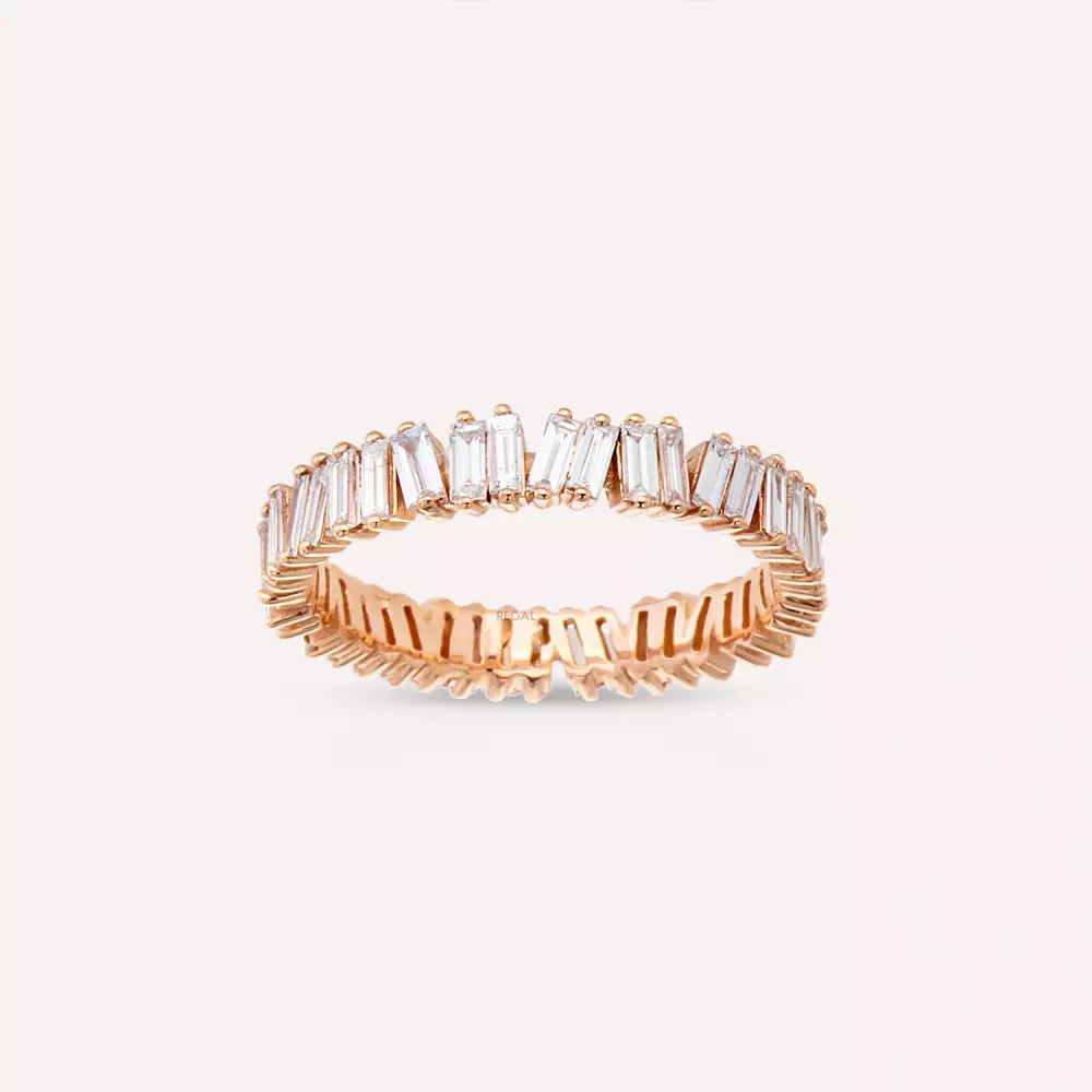 1.07 CT Baguette Diamond Full Eternity Ring in Rose Gold