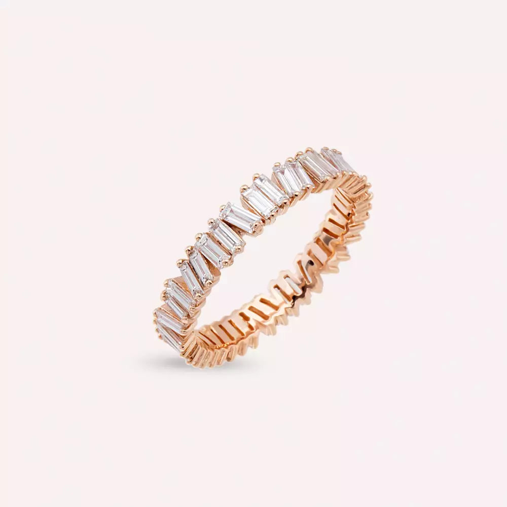 1.07 CT Baguette Diamond Full Eternity Ring in Rose Gold