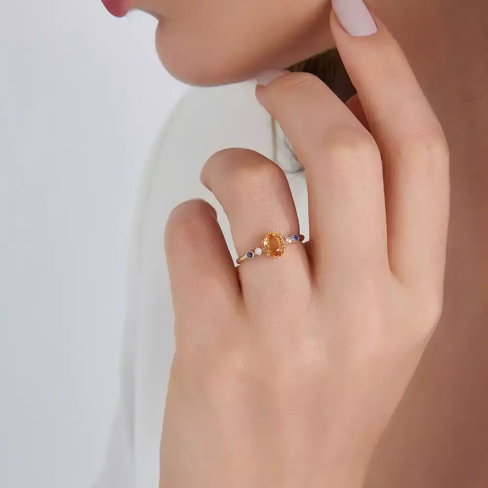 Fiver 1.07 CT Multicolor Sapphire and Diamond Rose Gold Ring