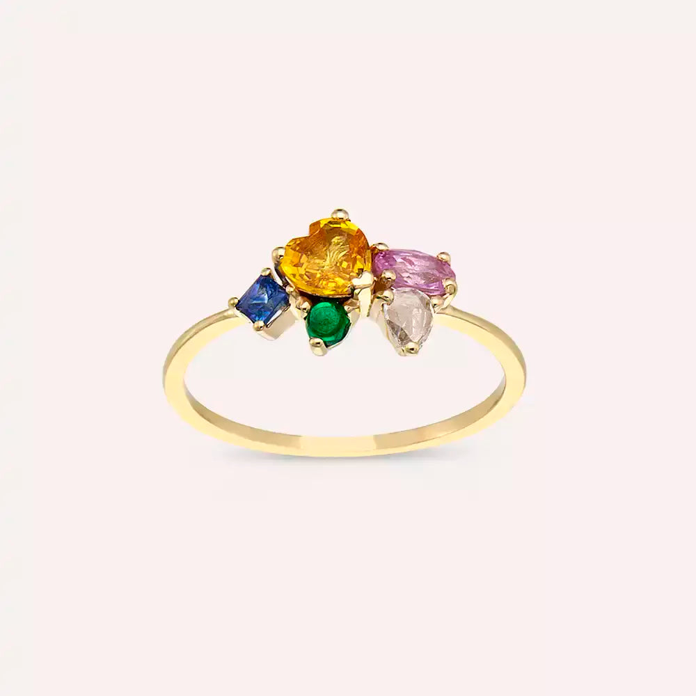 Cosmo 1.08 CT Diamond, Multicolor Sapphire and Brown Diamond Ring