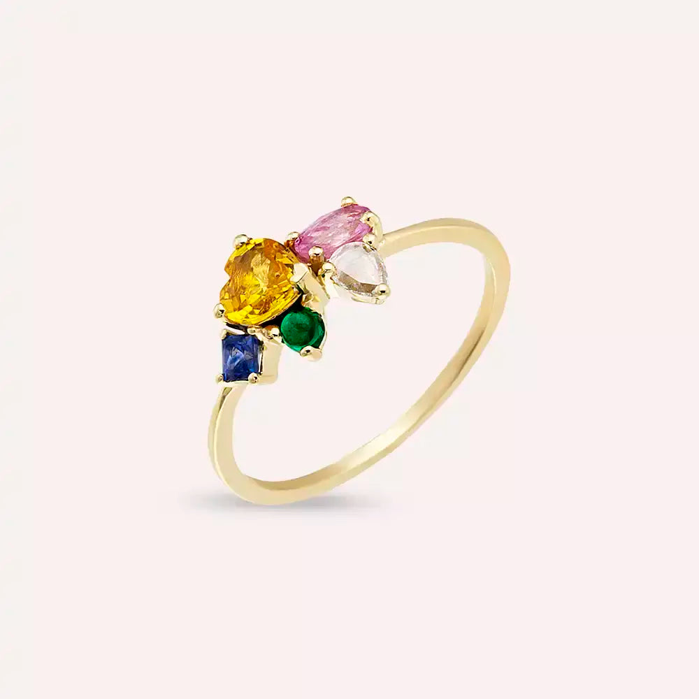 Cosmo 1.08 CT Diamond, Multicolor Sapphire and Brown Diamond Ring