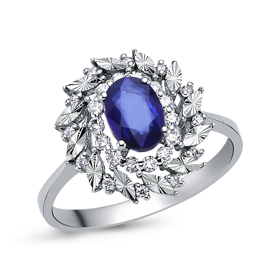 1,08 Karat Pırlantalı Safir Yüzük