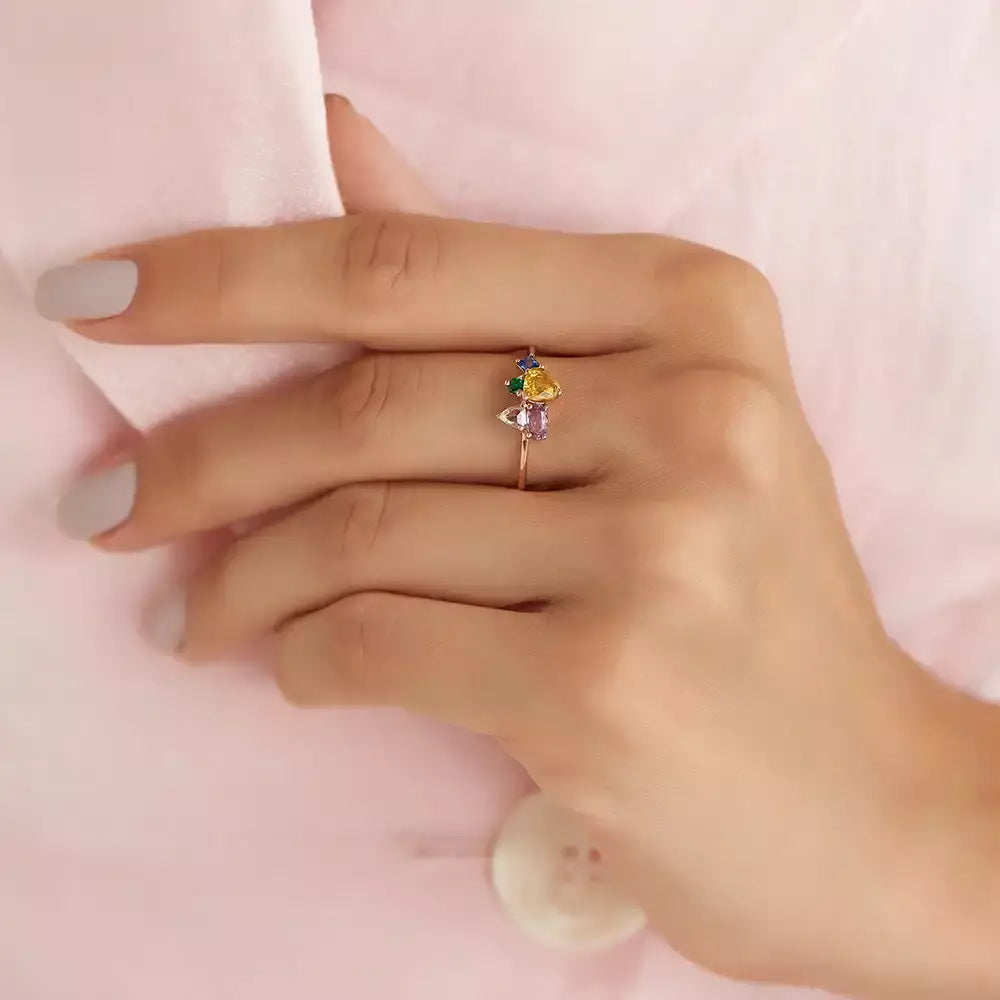 Cosmo 1.09 CT Multicolor Sapphire, Diamond and Emerald Ring