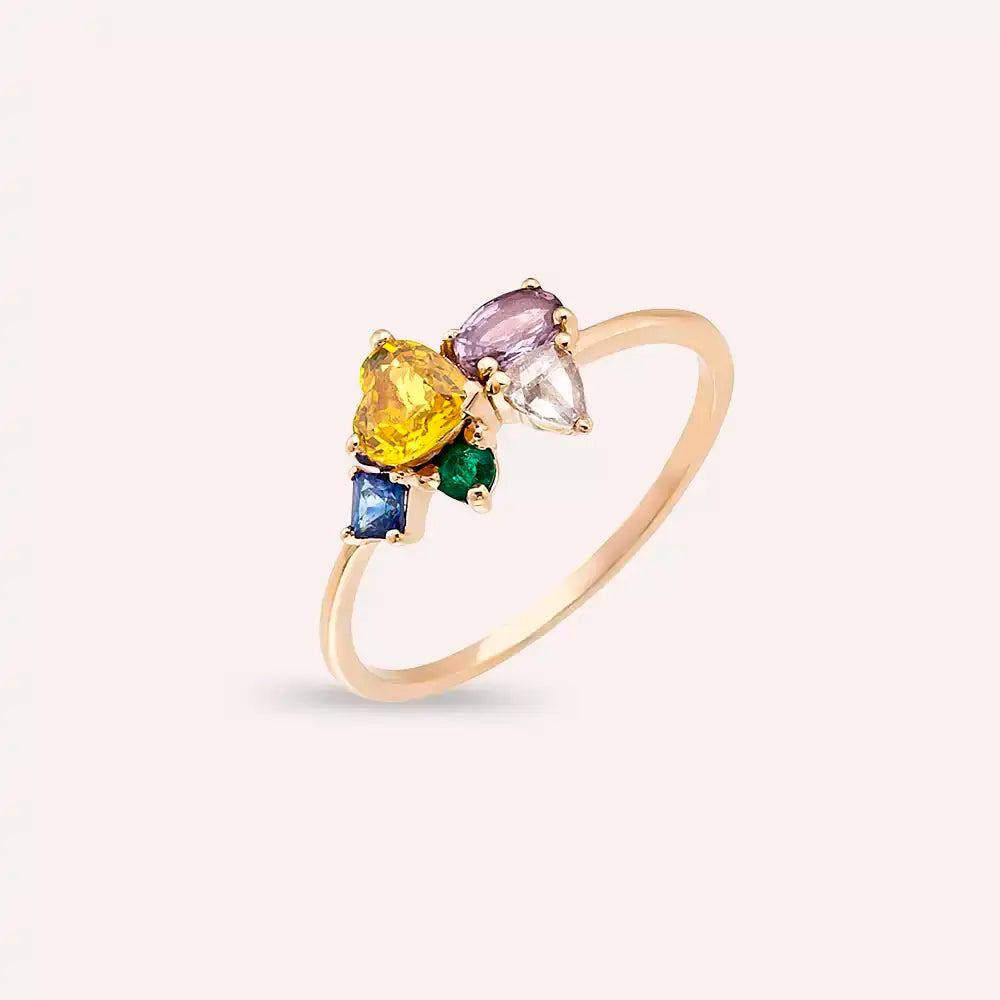 Cosmo 1.09 CT Multicolor Sapphire, Diamond and Emerald Ring