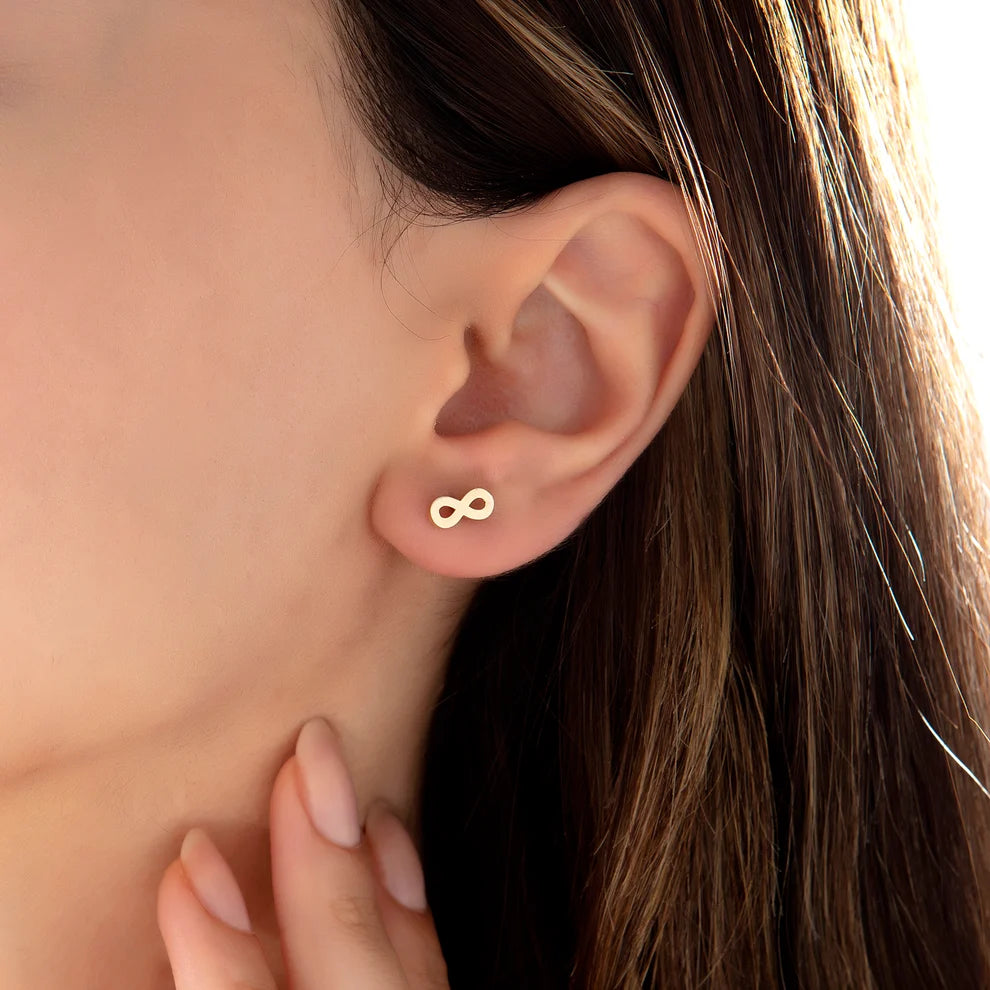 14K Rose Gold Infinity Screw-Back Earrings