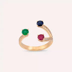 1.10 CT Diamond and Precious Stone Rose Gold Ring