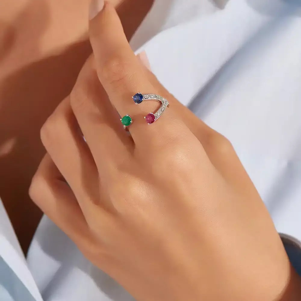 1.10 CT Diamond and Precious Stone Rose Gold Ring