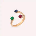 1.10 CT Diamond and Precious Stone Rose Gold Ring