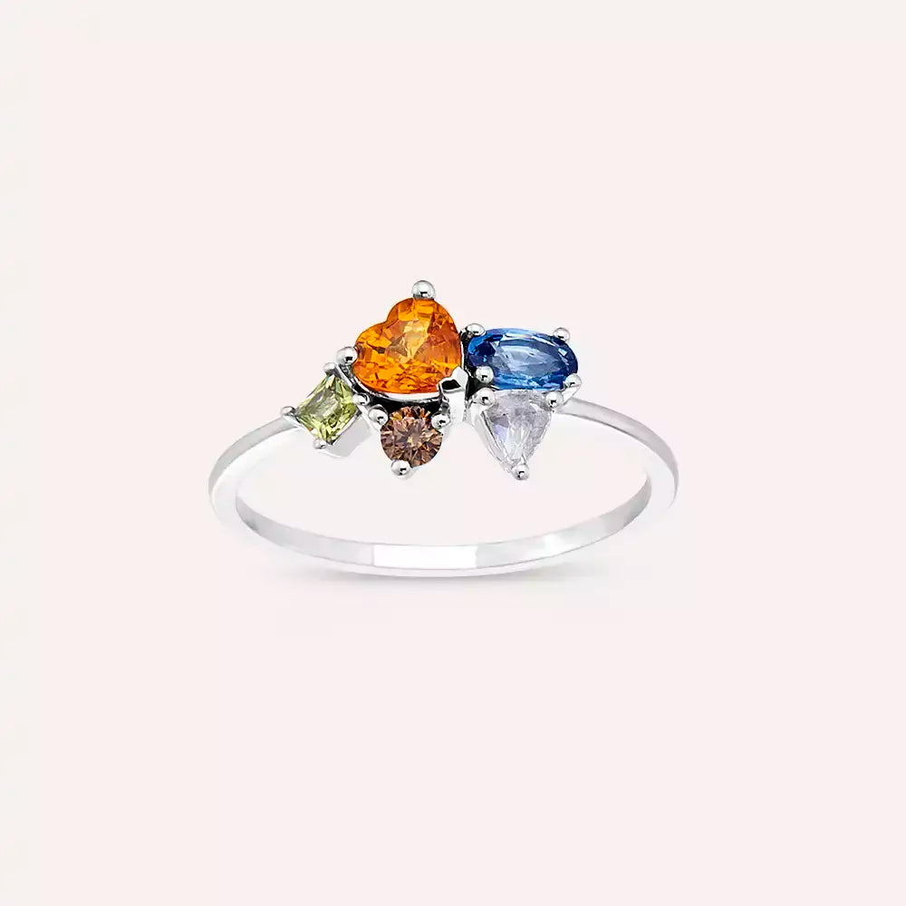Cosmo 1.12 CT Diamond, Multicolor Sapphire and Brown Diamond Ring