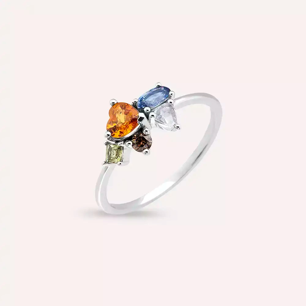 Cosmo 1.12 CT Diamond, Multicolor Sapphire and Brown Diamond Ring