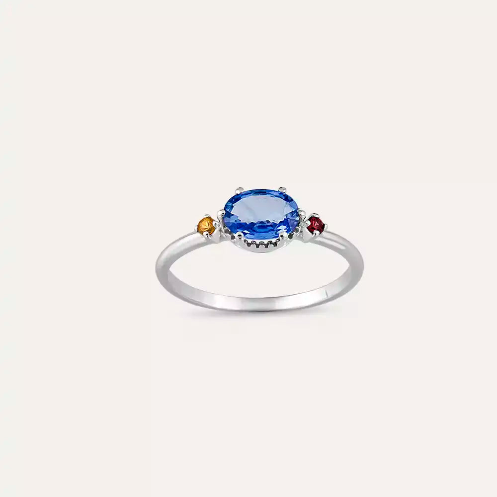 Swing 1.13 CT Multi-color Sapphire White Gold Ring
