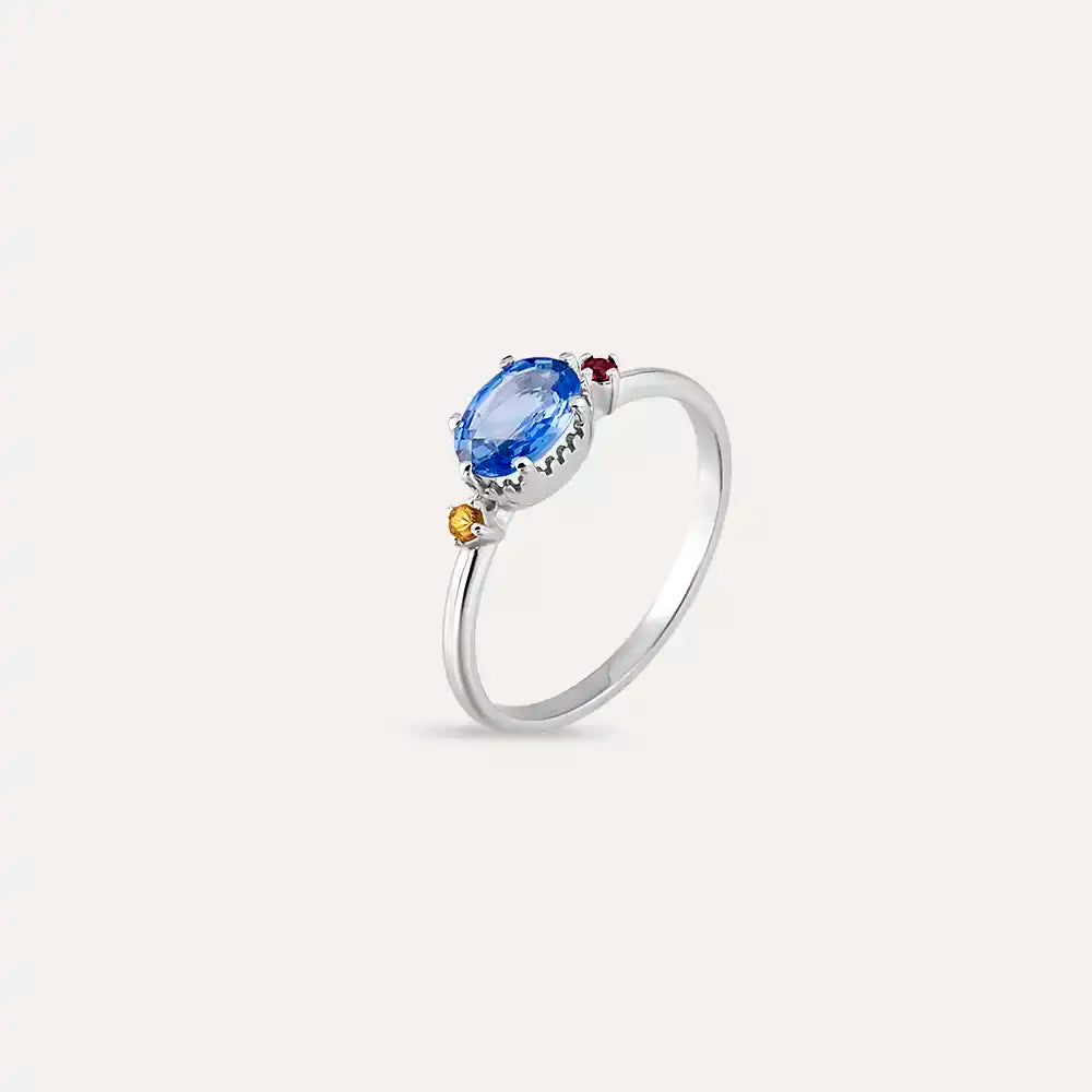 Swing 1.13 CT Multi-color Sapphire White Gold Ring