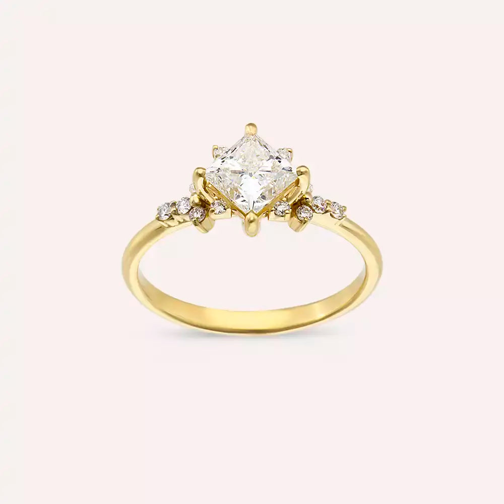 Talia 1.13 CT Princess Cut Diamond Yellow Gold Ring