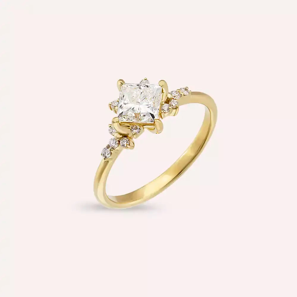 Talia 1.13 CT Princess Cut Diamond Yellow Gold Ring
