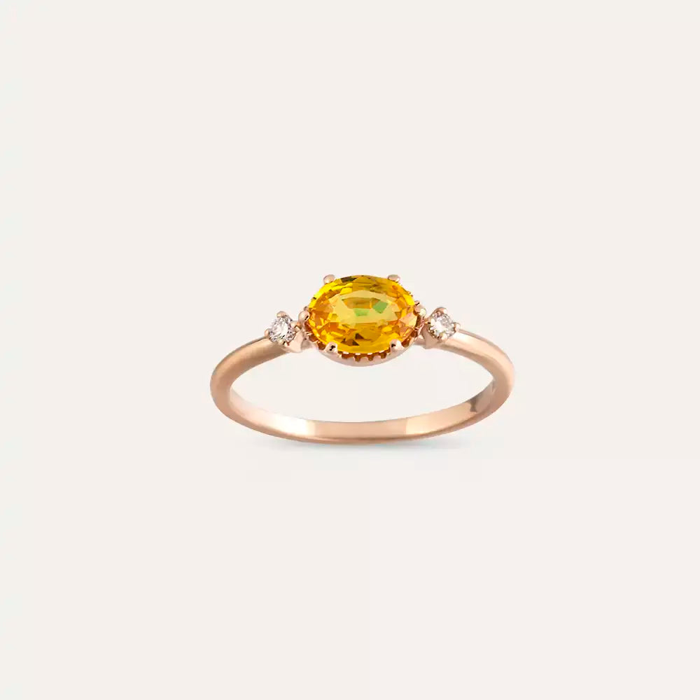 Swing 1.13 CT Yellow Sapphire and Diamond Rose Gold Ring