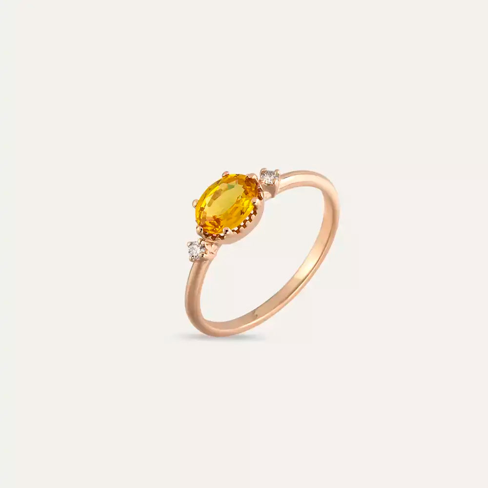 Swing 1.13 CT Yellow Sapphire and Diamond Rose Gold Ring