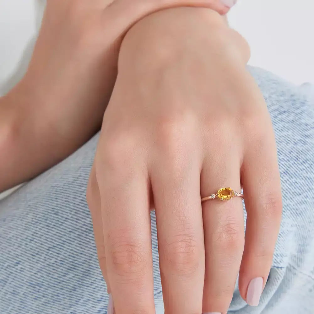 Swing 1.13 CT Yellow Sapphire and Diamond Rose Gold Ring
